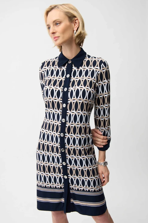 JOSEPH RINKOFF women's dark blue patterned dress