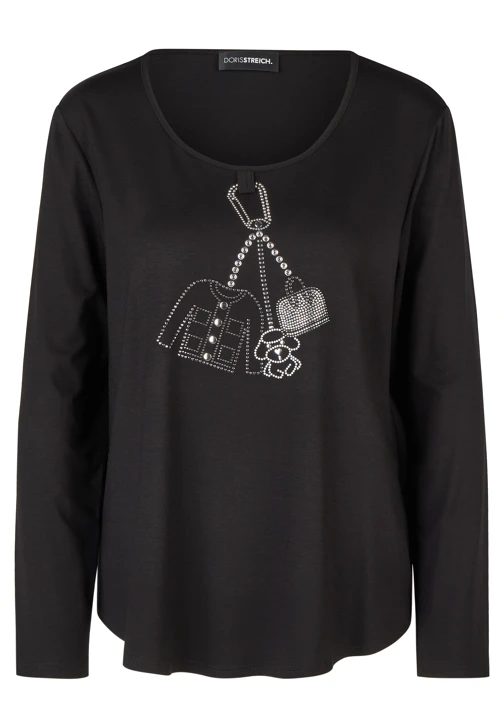 DORIS STREICH Women's Black Long-Sleeve T-Shirt