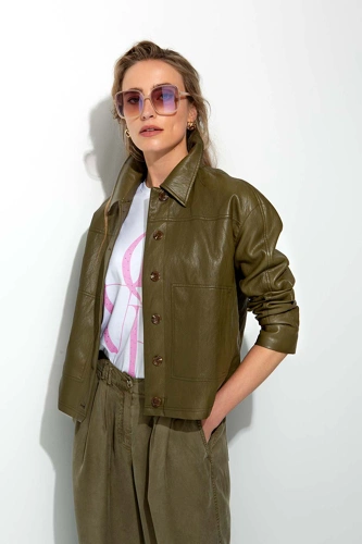 CATNOIR women's khaki leather jacket (6)