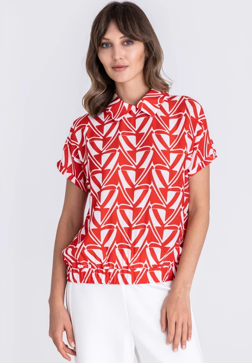TUZZI WHITE ladies blouse red and white