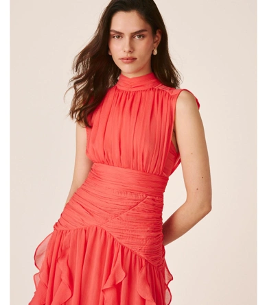 ALMA EN PENA Women's Long Dress, Coral (3)