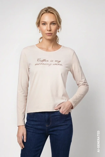 MONARI STUDIO BLUE Women's Beige T-Shirt