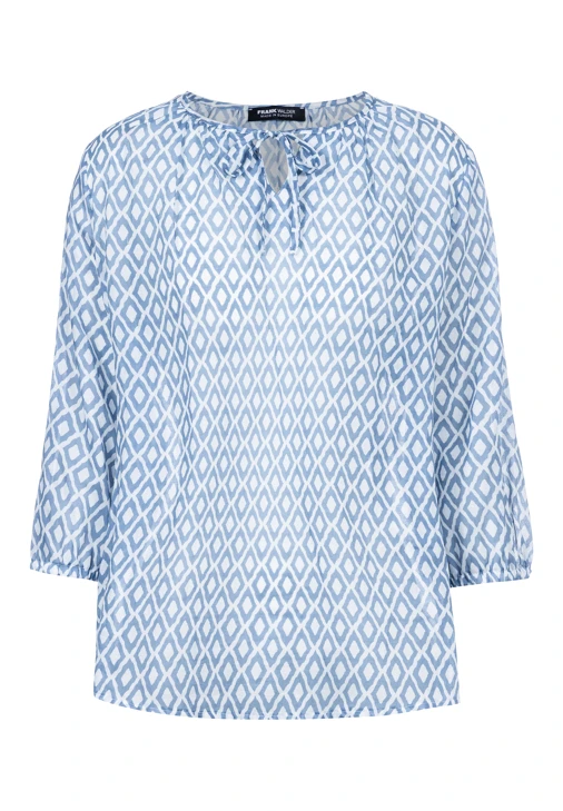 FRANK WALDER ladies blouse blue and white patterned