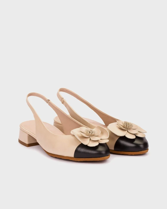 WONDERS women's ballerinas with empty heel beige-black