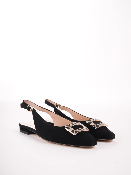 EPICA ladies pumps black with heel strap and decorative detail