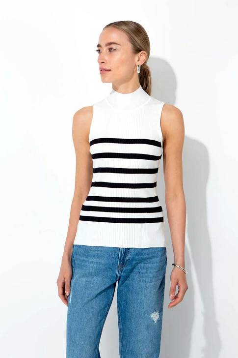 CATNOIR ladies top white with dark blue stripes