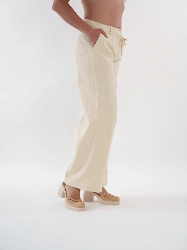 CAMBIO ADRIENNE ladies trousers beige with floral motif on the leg (4)
