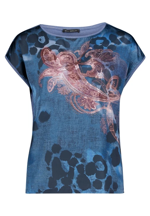 BETTY BARCLAY Women's Blue T-Shirt with Lurex