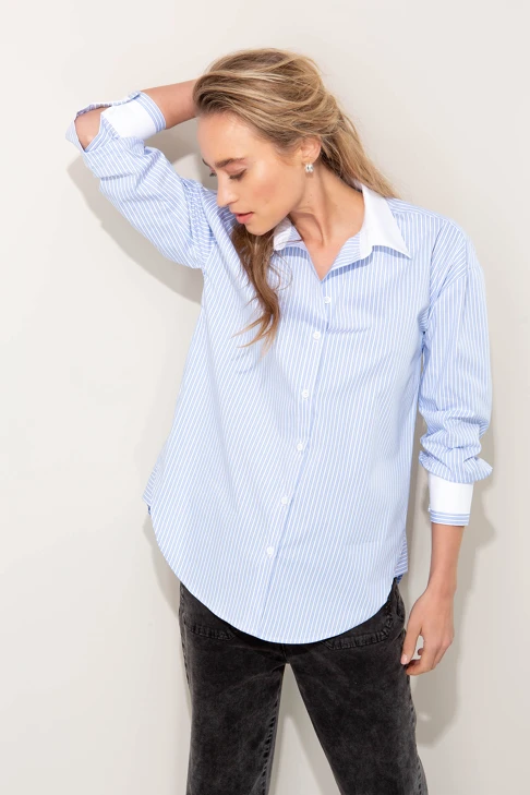 CATNOIR Women's Light Blue Cotton Shirt