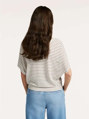 BEAUMONT DAMIE ladies shirt beige with brown stripes (1)
