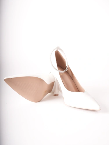 EPICA Women's Pumps with Rhinestone Strap, White (4)