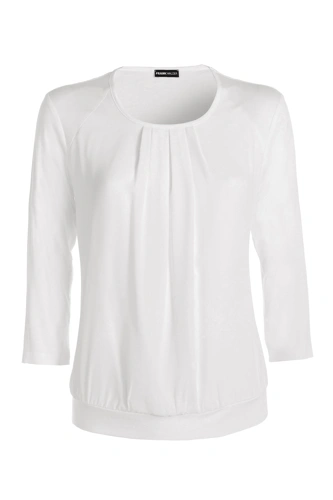 FRANK WALDER Women's White Blouse with 3/4-Length Sleeves (4)