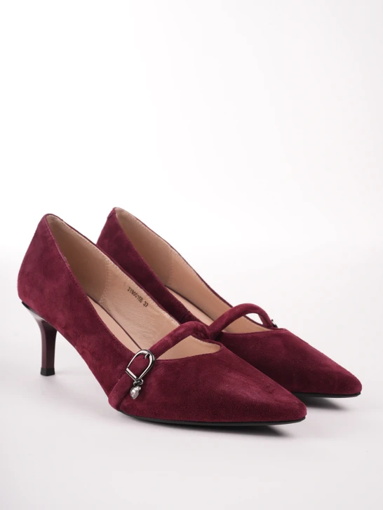 EPICA women's burgundy pumps with decorative detail