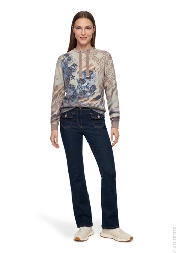 BETTY BARCLAY Women's Beige Sweater with Floral Print (2)