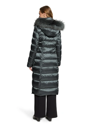 BETTY BARCLAY Women's Quilted Coat with Down and Gray Raccoon Fur, Gray (1)