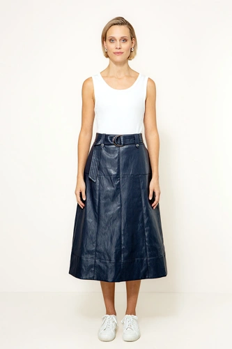 CATNOIR Women's Dark Blue Vegan Leather Skirt (1)