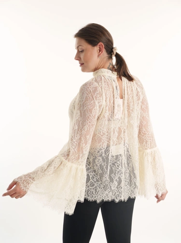 VERA MONT Women's Light Beige Lace Blouse (4)