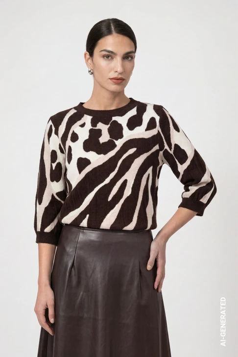 MONARI FASHION SHOW Women's Brown-Beige Sweater