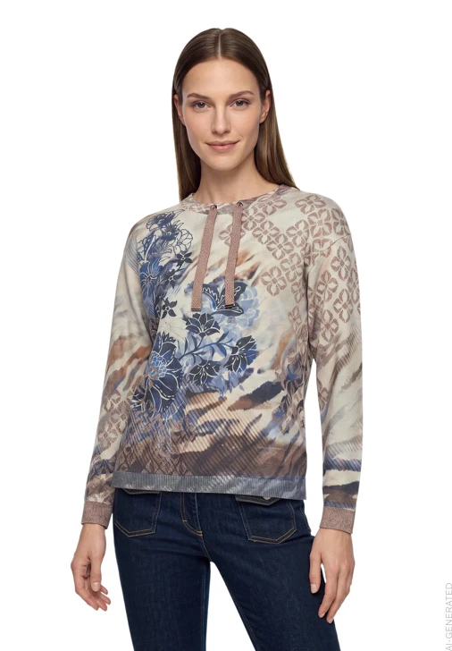 BETTY BARCLAY Women's Beige Sweater with Floral Print