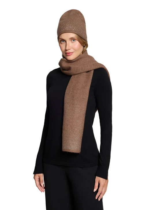 BETTY BARCLAY Women's Scarf and Hat Set, Brown