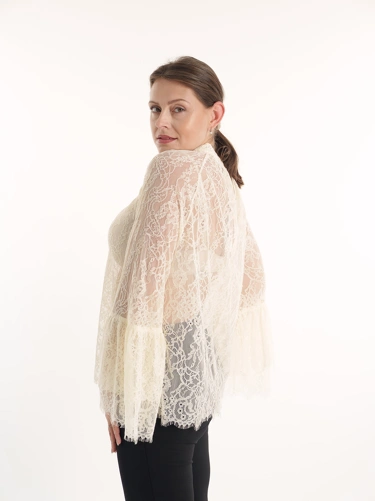VERA MONT Women's Light Beige Lace Blouse (1)