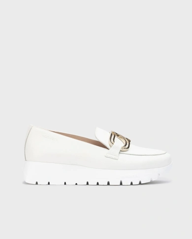 WONDERS women's moccasins buckle white (1)