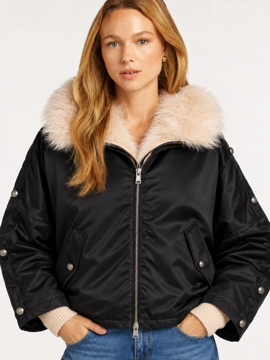 BEAUMONT VIKA Women's 2-in-1 Jacket, Black and Beige