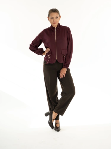 Joseph Ribkoff burgundy jacket &amp; Monari lace blouse