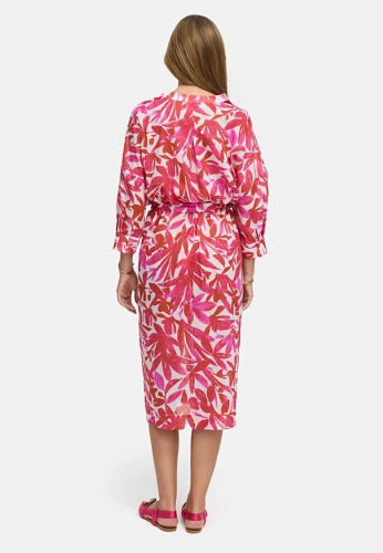 CATNOIR ladies dress beige and pink with print (1)