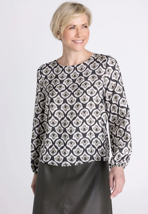 FRANK WALDER Women's Blouse, Brown-Beige