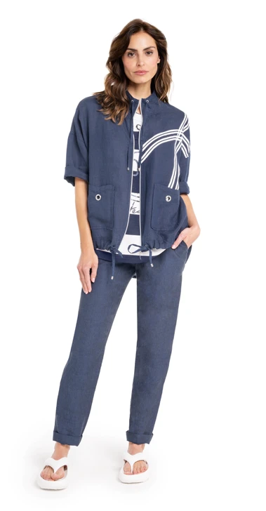 DORIS STREICH ladies jacket dark blue short sleeve