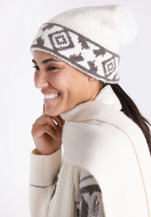 TUZZI NORDIC DUN Women's Beanie, Cream