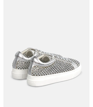 ALMA EN PENA Women's Silver Sneakers with Rhinestones (2)