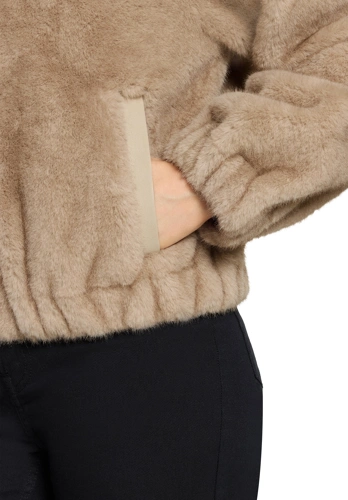 GIL BRET Women's Beige Fur Jacket with Hood (4)