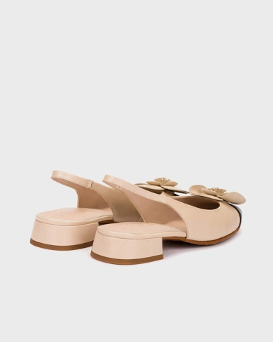 WONDERS women's ballerinas with empty heel beige-black (1)