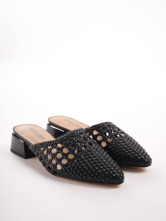 KARISMA ladies black slippers with decorated upper