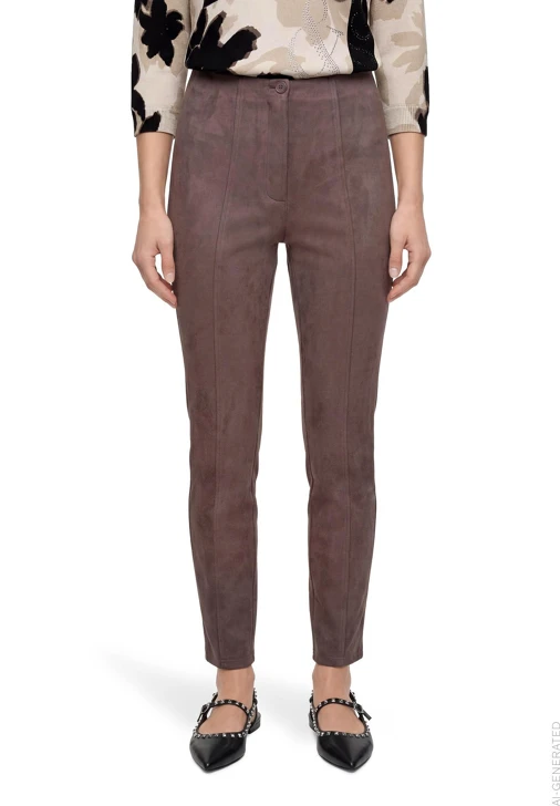 BETTY BARCLAY Women's Brown Suede Pants