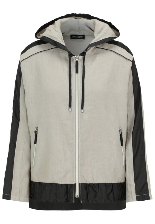 DORIS STREICH ladies jacket olive with hood and black trims