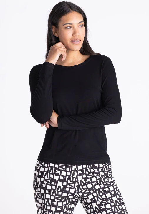 TUZZI Women's Long-Sleeve T-Shirt, Black