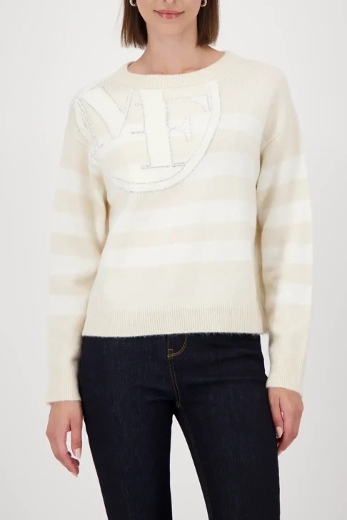 MONARI CIAO BELLA women's sweater beige with striped pattern
