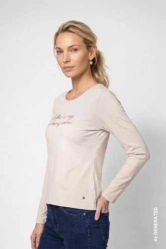 MONARI STUDIO BLUE Women's Beige T-Shirt (3)