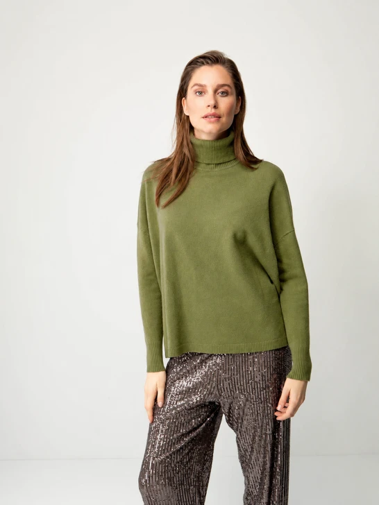 CATNOIR Women's Merino Wool Turtleneck, Green