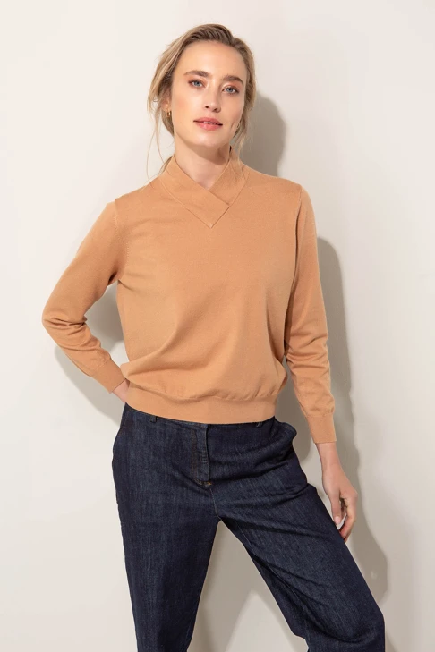 CATNOIR Women's Light Brown Viscose-Blend Sweater