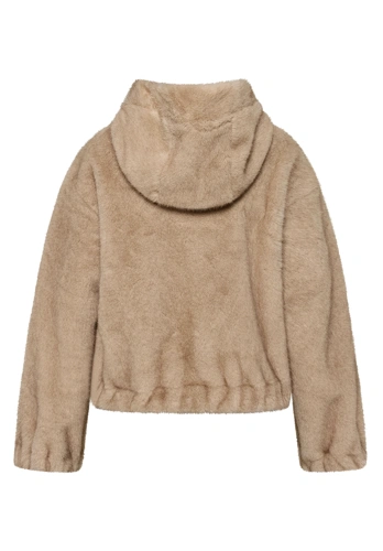GIL BRET Women's Beige Fur Jacket with Hood (6)