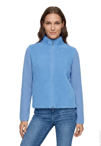 BETTY BARCLAY SO COSY Women's Blue Zip-Up Sweater
