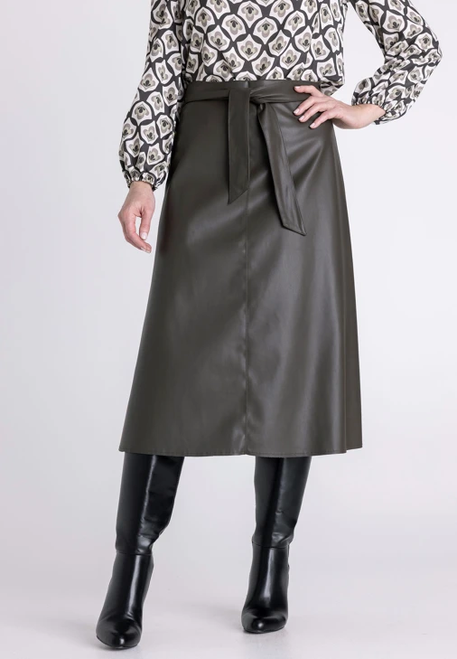 FRANK WALDER Women's Midi Skirt, Brown