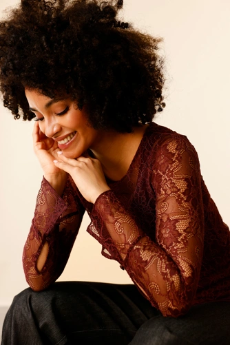 MONARI LEO & BORDEAUX Women's Burgundy Lace Blouse (3)