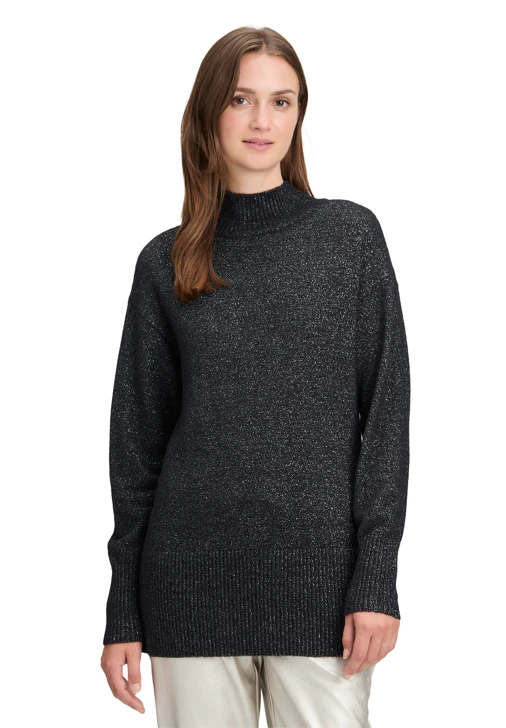 BETTY & CO ladies black sweater with lurex and turtleneck
