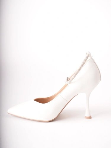 EPICA Women's Pumps with Rhinestone Strap, White (3)