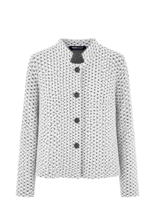 FRANK WALDER Women's Jacket, Gray and White Patterned, Lightweight